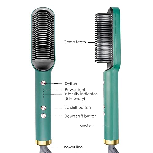 Hair Straightener Brush, Hair Straightening Iron Built With Comb, Fast Heating & 5 Temp Settings & Anti-Scald, Perfect For Home Hair Styler(Hair Straightner Comb), Multicolor