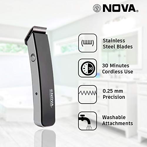 Navo Rechargeable Cordless: 30 Minutes Runtime Beard Trimmer for Men (Black)